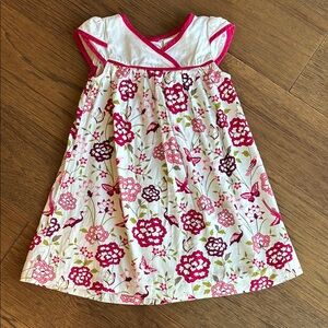 Tea Collection Floral Kids Dress in Pink and White